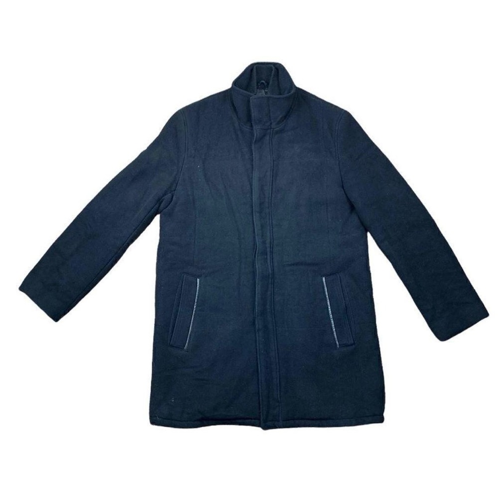 Cole Haan black mid length wool chashmere blend peacoat